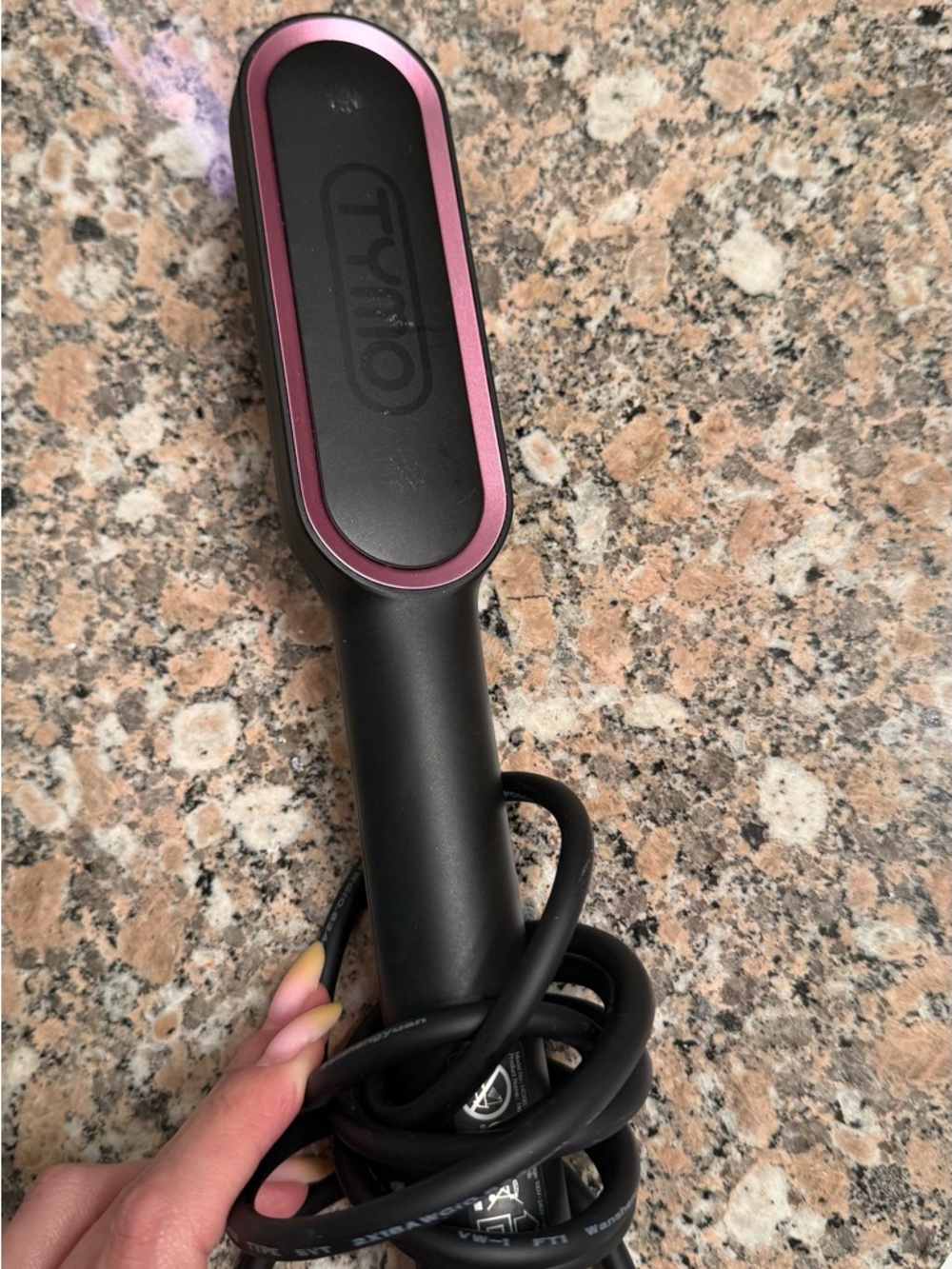 FunMix Pink and Black Hair Straightening Brush - Women’s Hair Accessory